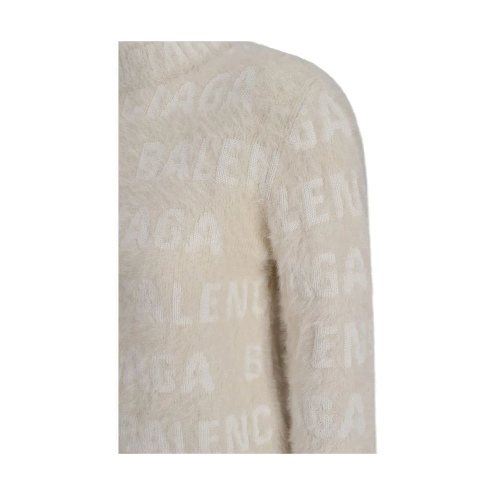 Balenciaga Jacquard Gebreide Trui Beige Dames