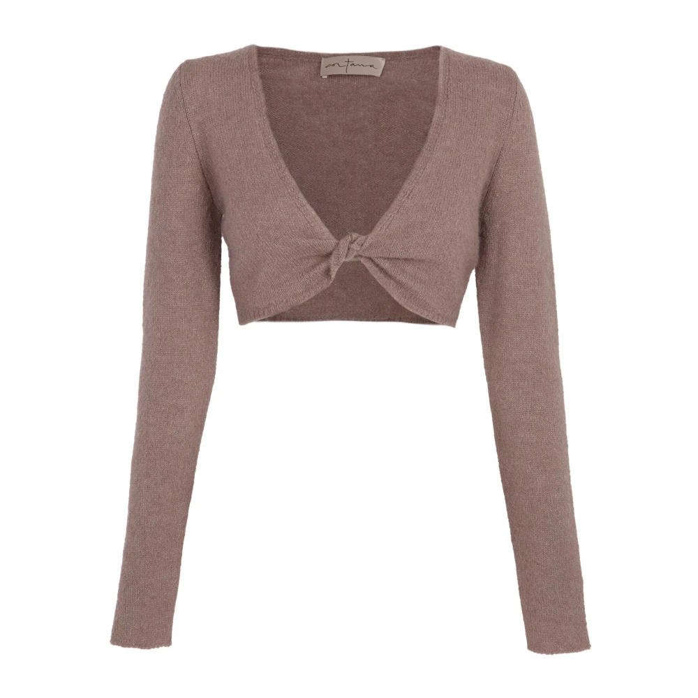 Cortana Alpaca Merino Zijde Korte Top Brown Dames