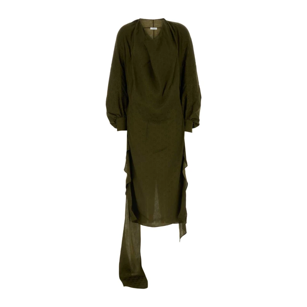 Ferragamo Women's Green Olive Silk Dress