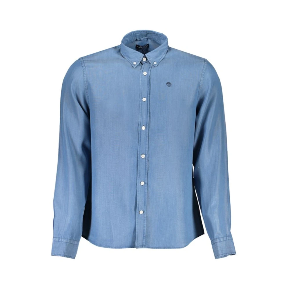 North Sails Blauw Lyocell Overhemd Regular Fit Button-Down Blue Heren