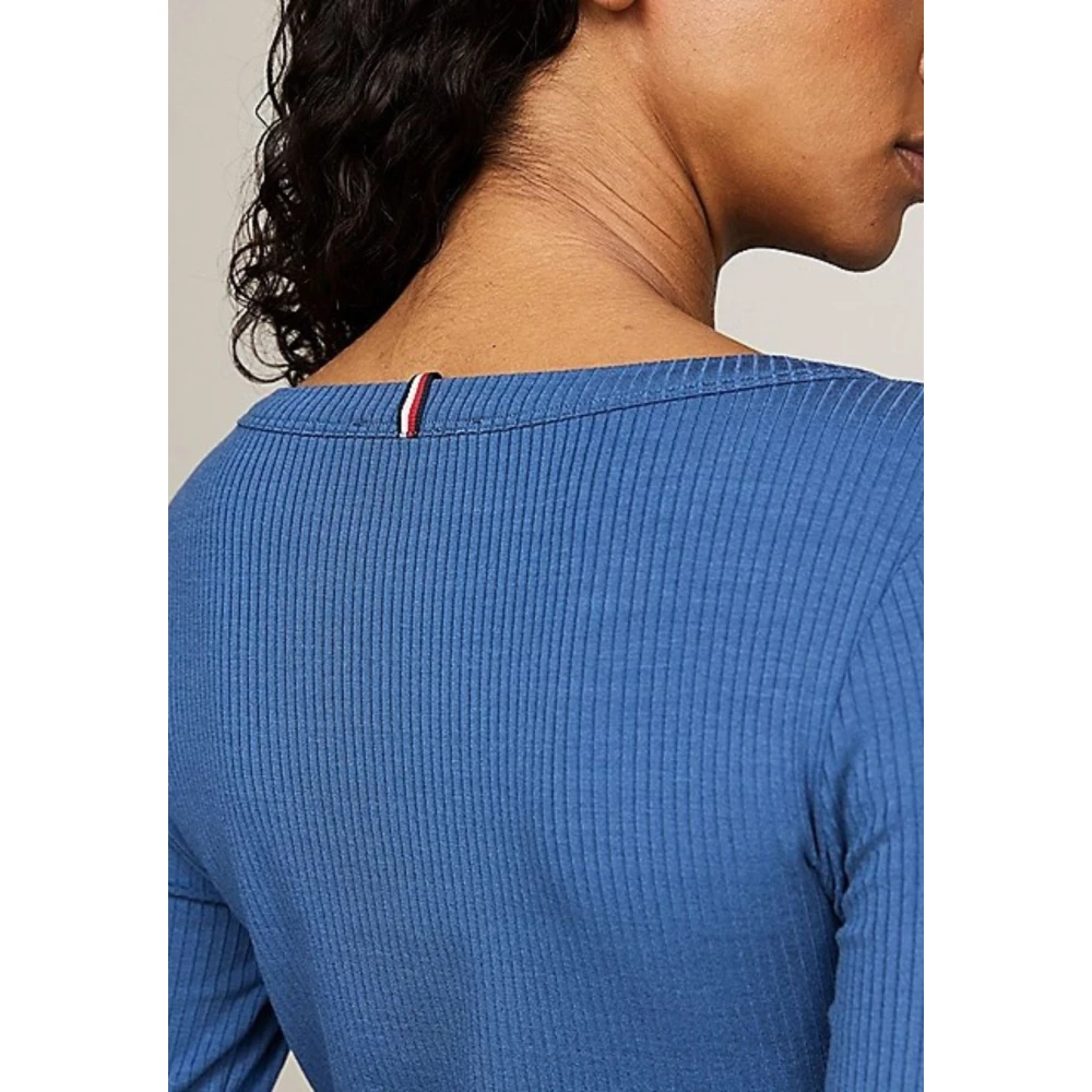 Tommy Hilfiger Dames Slim Ribgebreide Longsleeve T-shirt Blue Dames