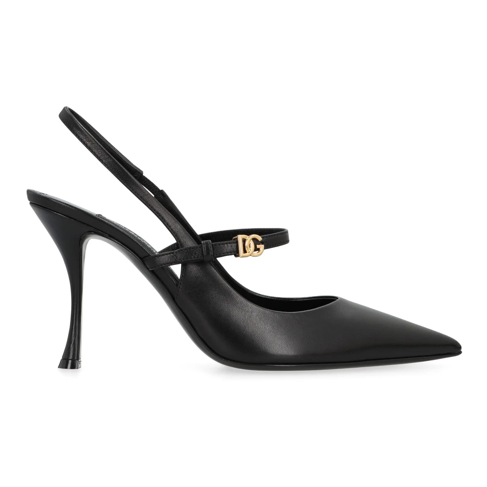 Dolce & Gabbana Women's Black Pumps, 6 Uk, Slingback In Leather