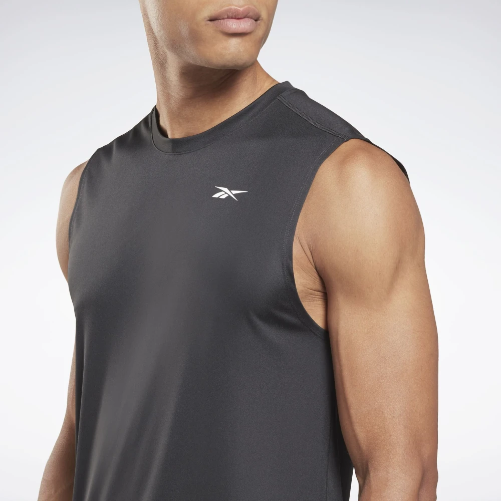 Reebok Mouwloze Technische Trainings T-shirt Black Heren