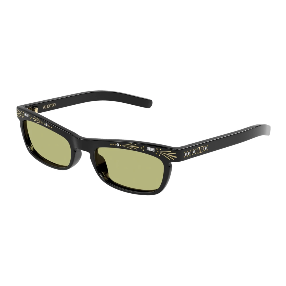 Valentino Unisex Black Sunglasses, 52 Mm, Rectangular Acetate Sunglasses