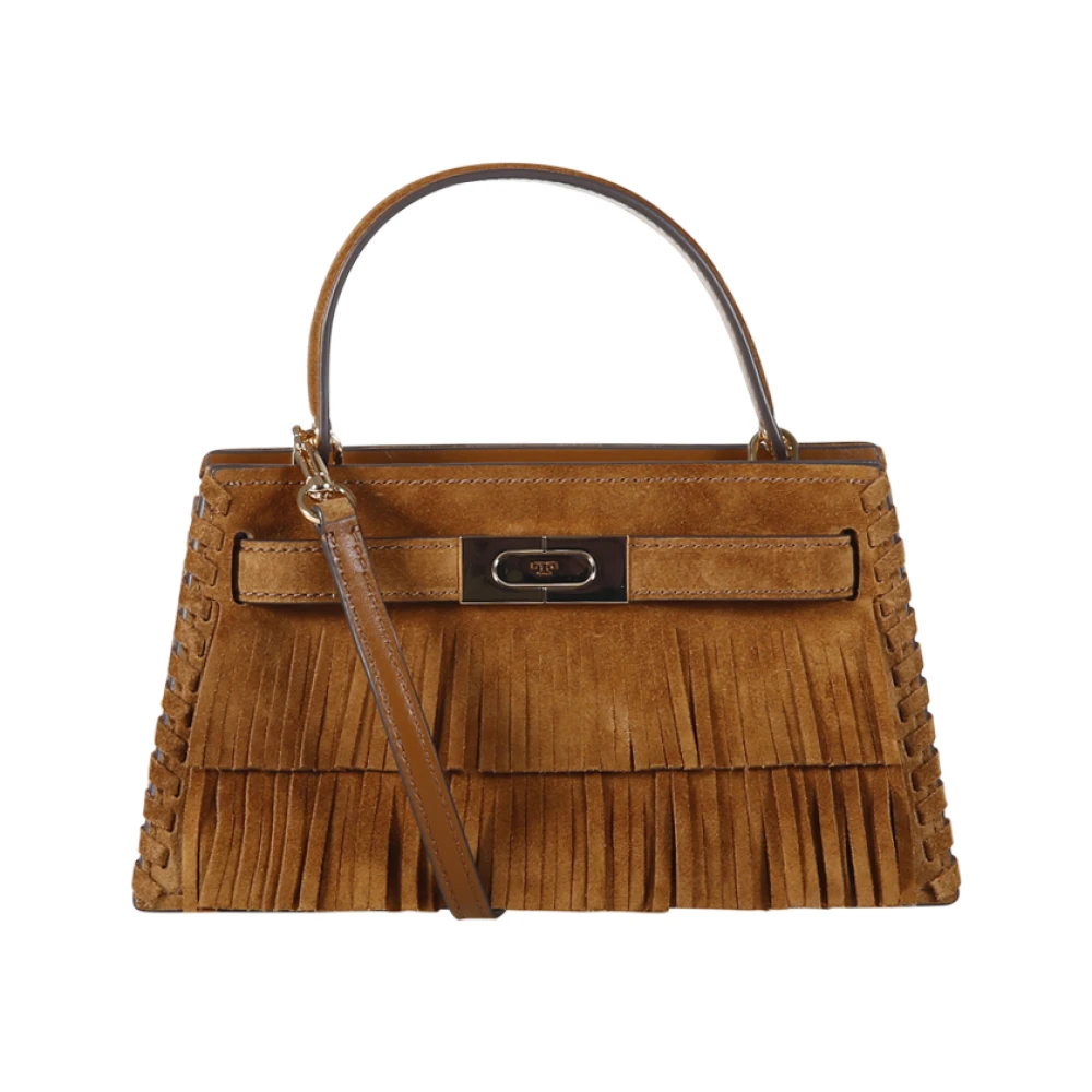 Tory Burch Women's Brown Lee Radziwill Petite Fringe Mini Top Handle