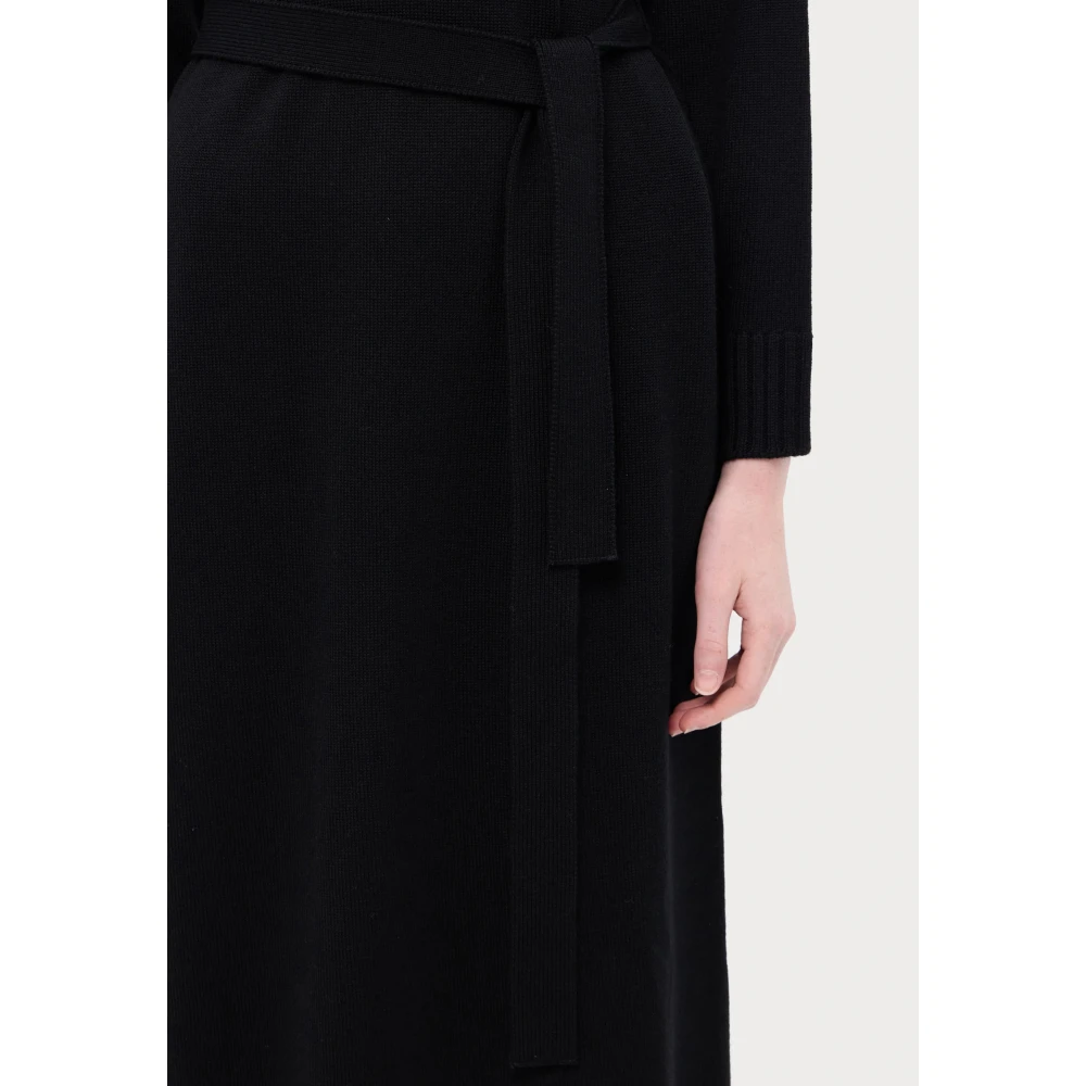 Max Mara Zwarte Wol Lange Jurk Black Dames