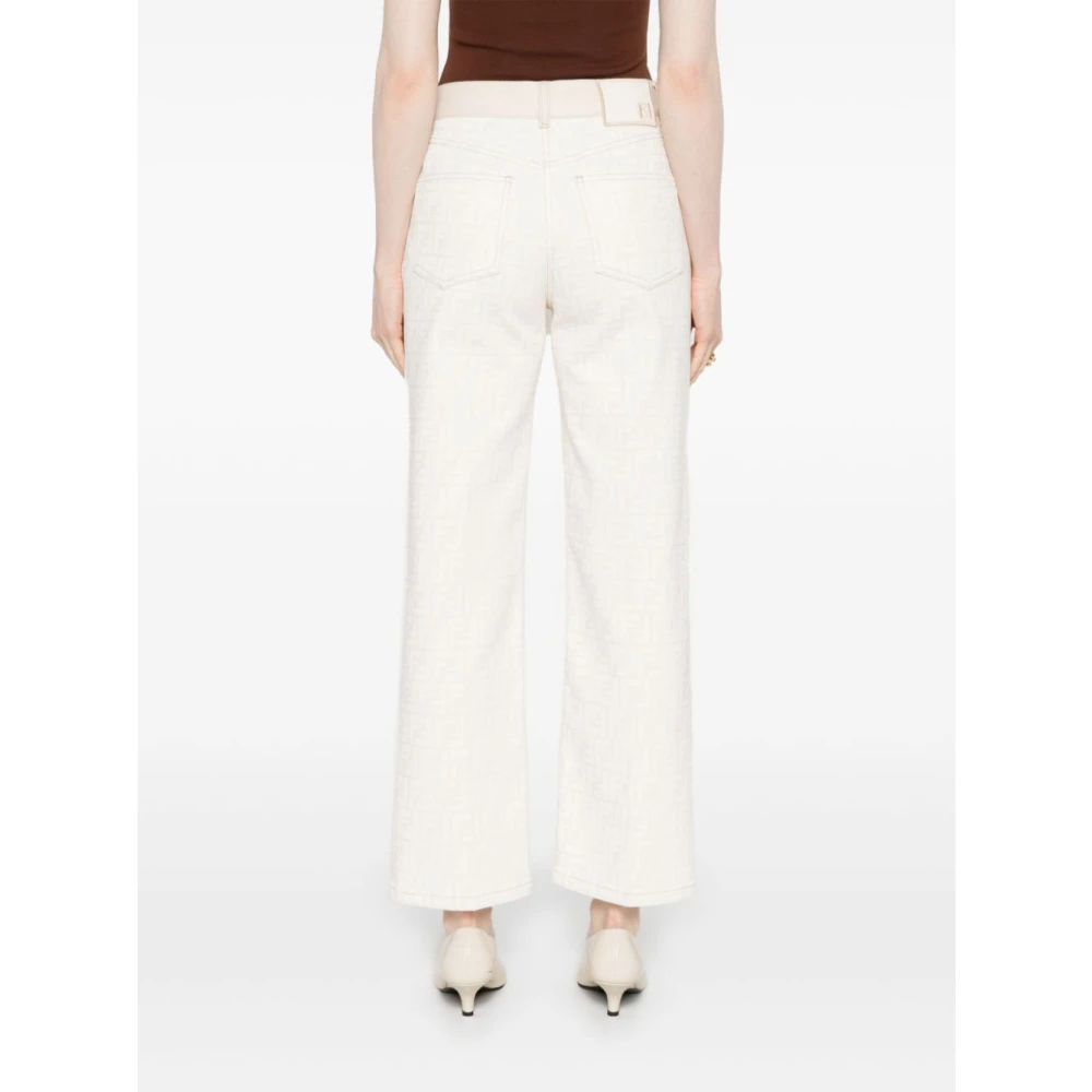 Fendi Katoen Stretch Jeans Beige Dames