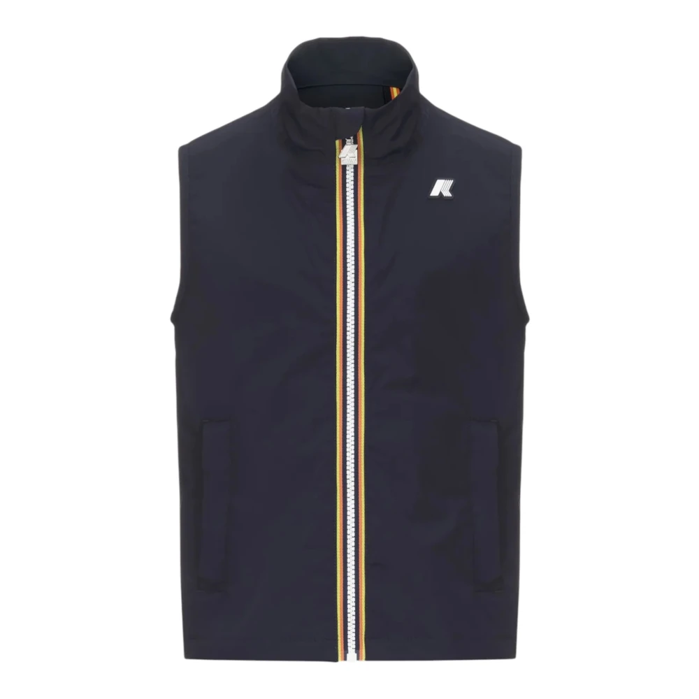 K-Way Men's Blue Stretch Nylon Jersey Gilet Coat