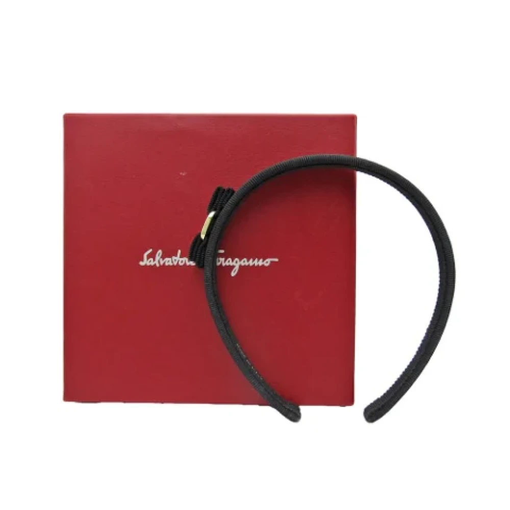 Salvatore Ferragamo Pre-owned Cotton hair-accessories Black Dames