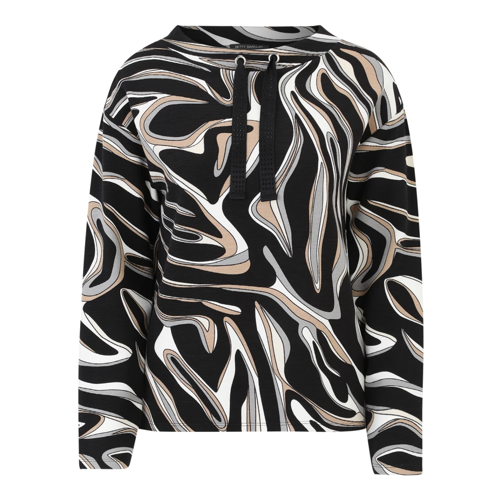 Betty Barclay Sweatshirt met hoge kraag en dierenprint Black Dames