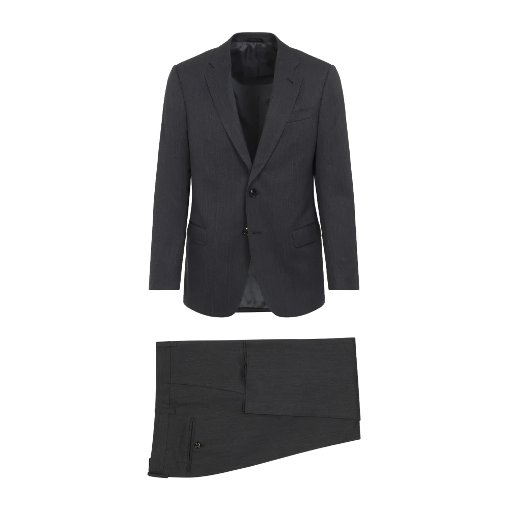 Giorgio Armani Men's Black Sophisticated Wool Suit Nude Neutrals - Single Breasted Suits - M - Suits