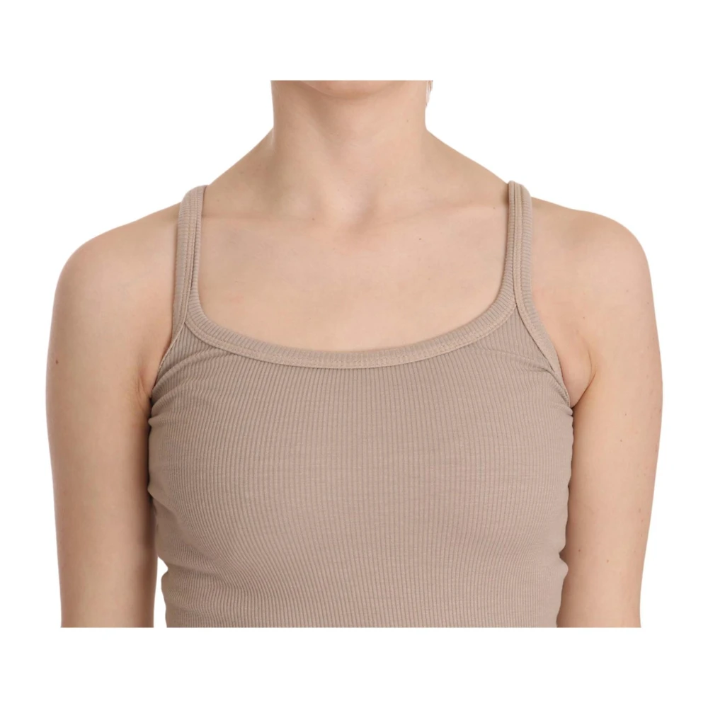 Pink Memories Bruine Mouwloze Katoenen Blouse Brown Dames