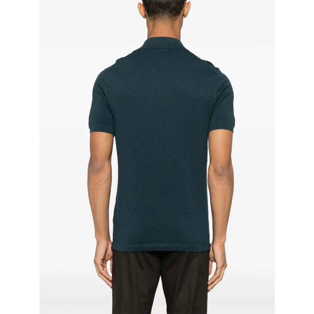 Ermenegildo Zegna Katoenen Polo Shirt met 3 Knopen Blue Heren
