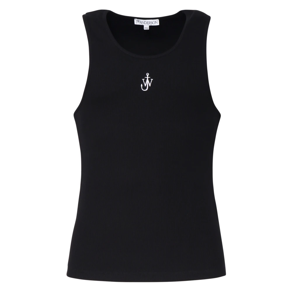 JW Anderson Zwarte tanktop met Olympische halslijn Black Heren