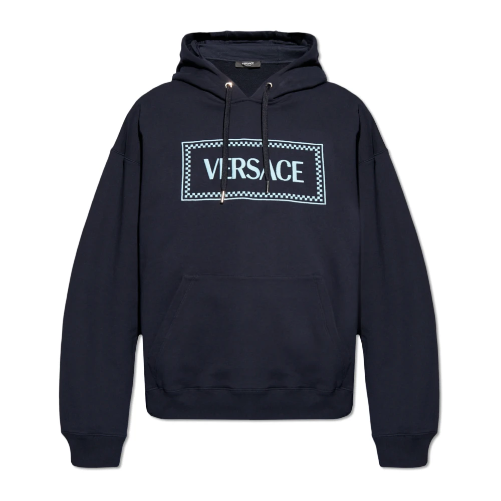 Versace Hoodie met logo Blue Heren