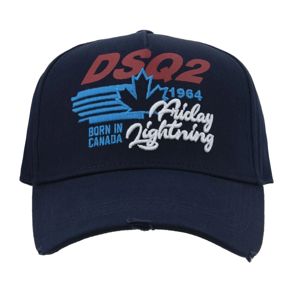 Dsquared2 Geborduurde baseballpet met gesp Blue Unisex