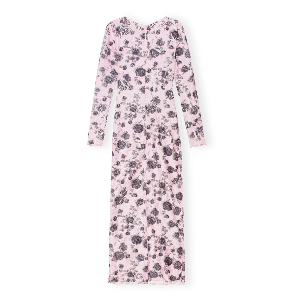 Ganni Roze Jurk met Hoge Split Multicolor Dames