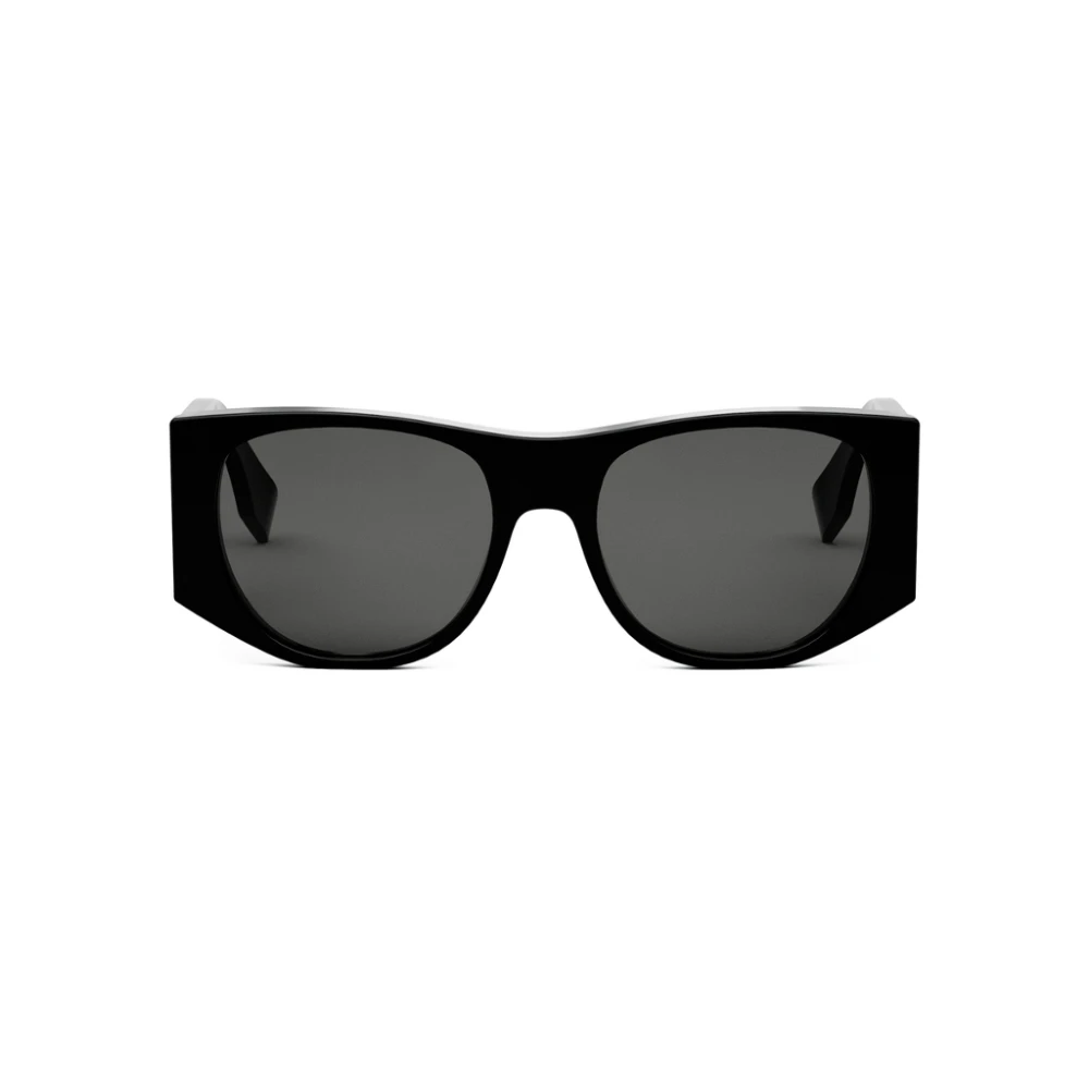 Fendi Oversized Ovala Solglasögon i Svart Acetat med Guld Metallkant Black, Dam