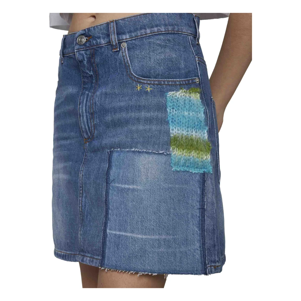 Marni Denim Rok met Gehaakte Applicatie Blue Dames