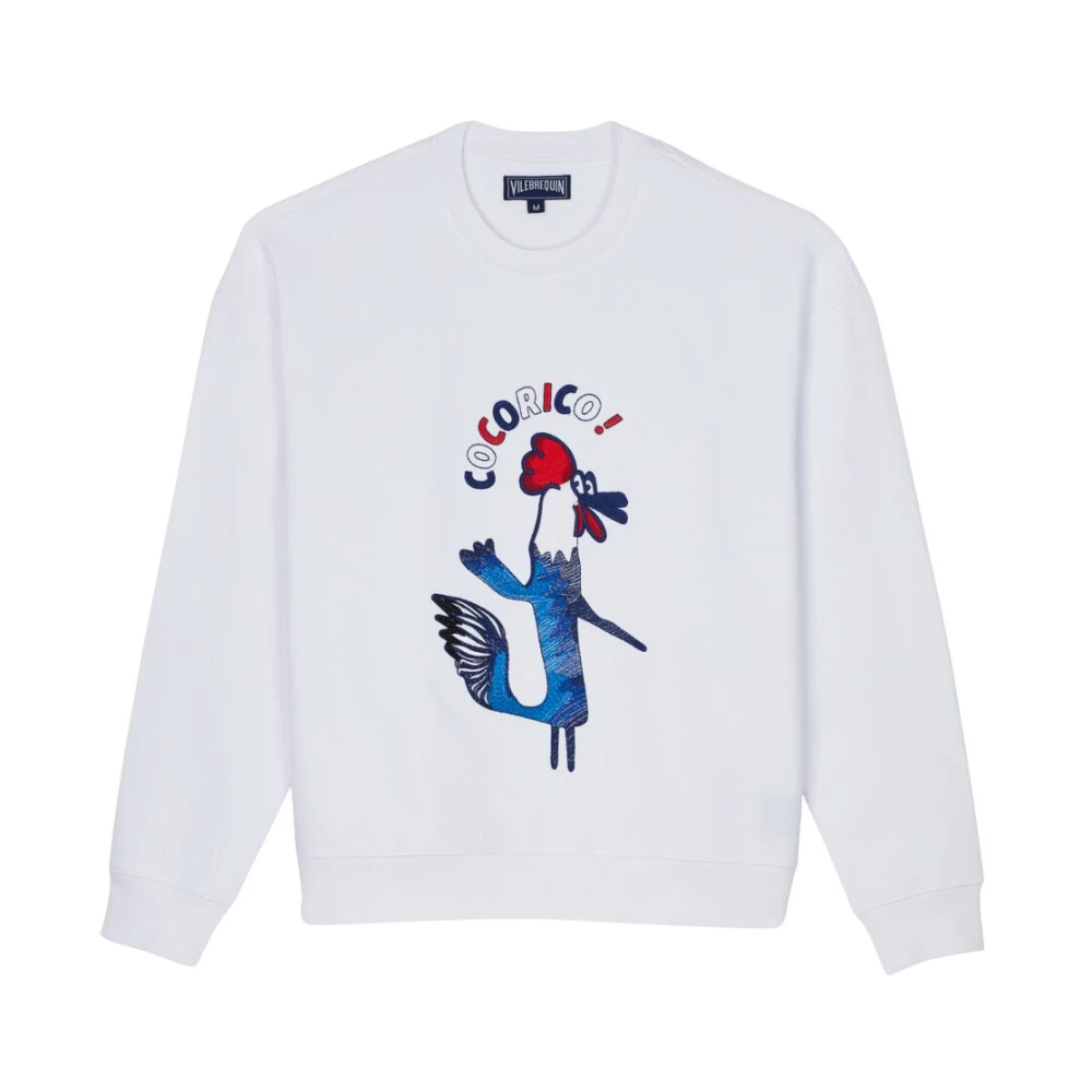 Vilebrequin Heren Cocorico Sweatshirt met Borduursel White Heren