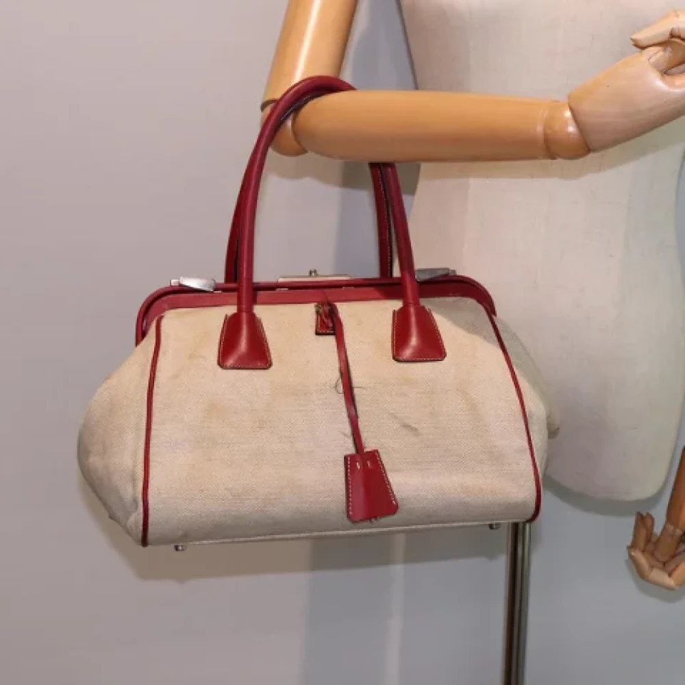 Prada Vintage Pre-owned Canvas prada-bags Beige Dames