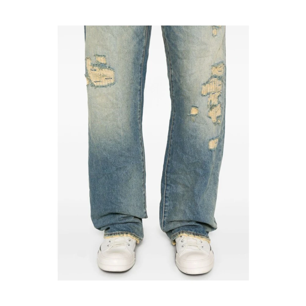 Purple Brand Indigo Blauw Distressed Denim Jeans Blue Heren