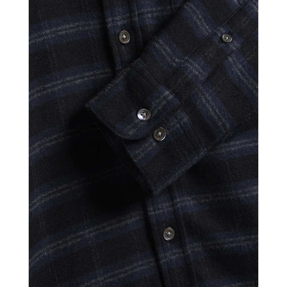 Portuguese Flannel Abstract Geruite Flanellen Overhemd Blue Heren
