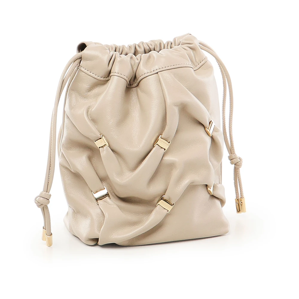 Salvatore Ferragamo Beige Bucket Tas met Trekkoordsluiting Beige Dames