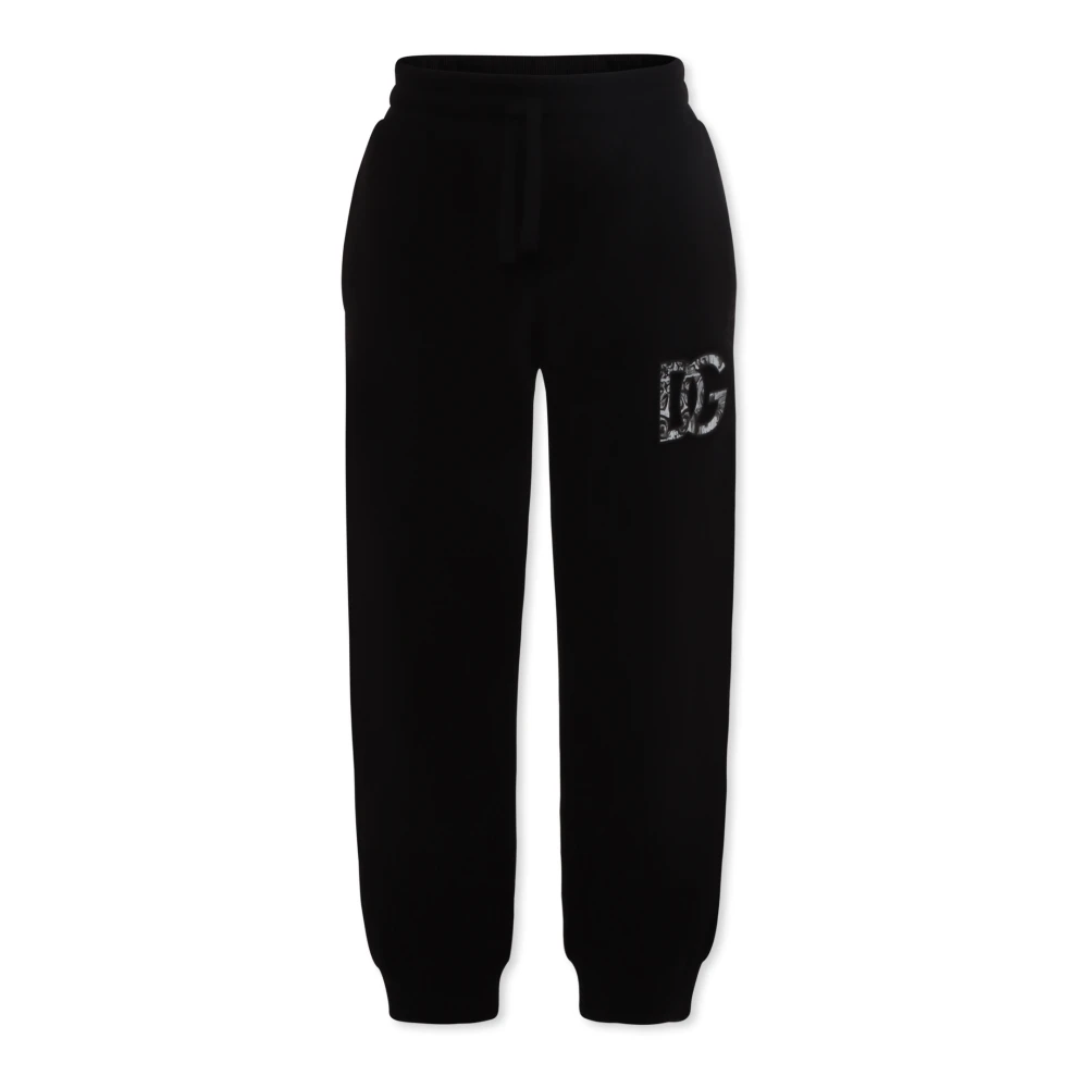 Dolce & Gabbana Unisex Kids Black Sweatpants, 2 Y, Sporty Cotton Trousers
