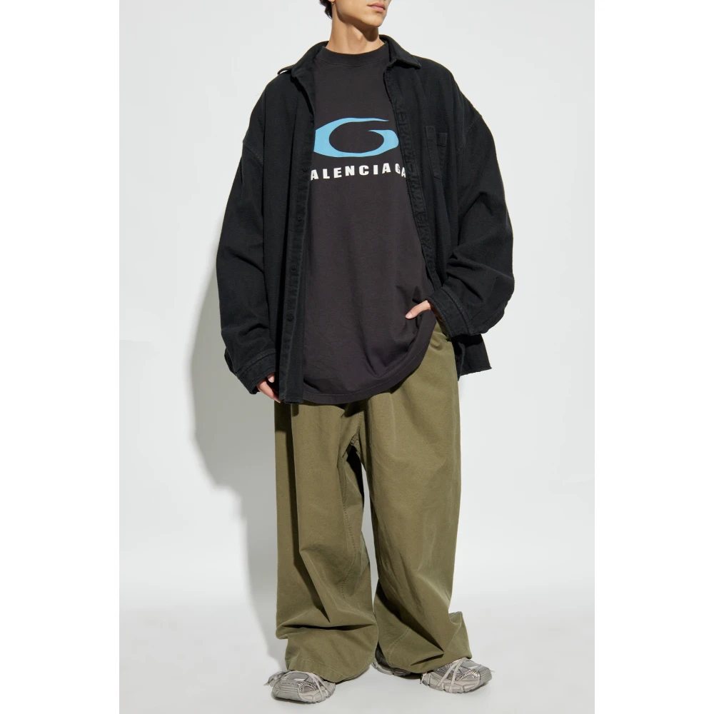 Balenciaga Overhemd met ingenaaid T-shirt Black Heren