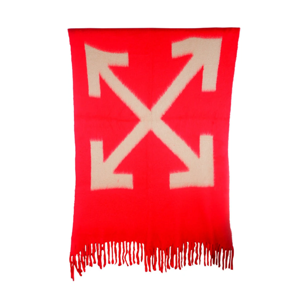 Off White Wol Mohair Iconisch Logo Deken Red Unisex