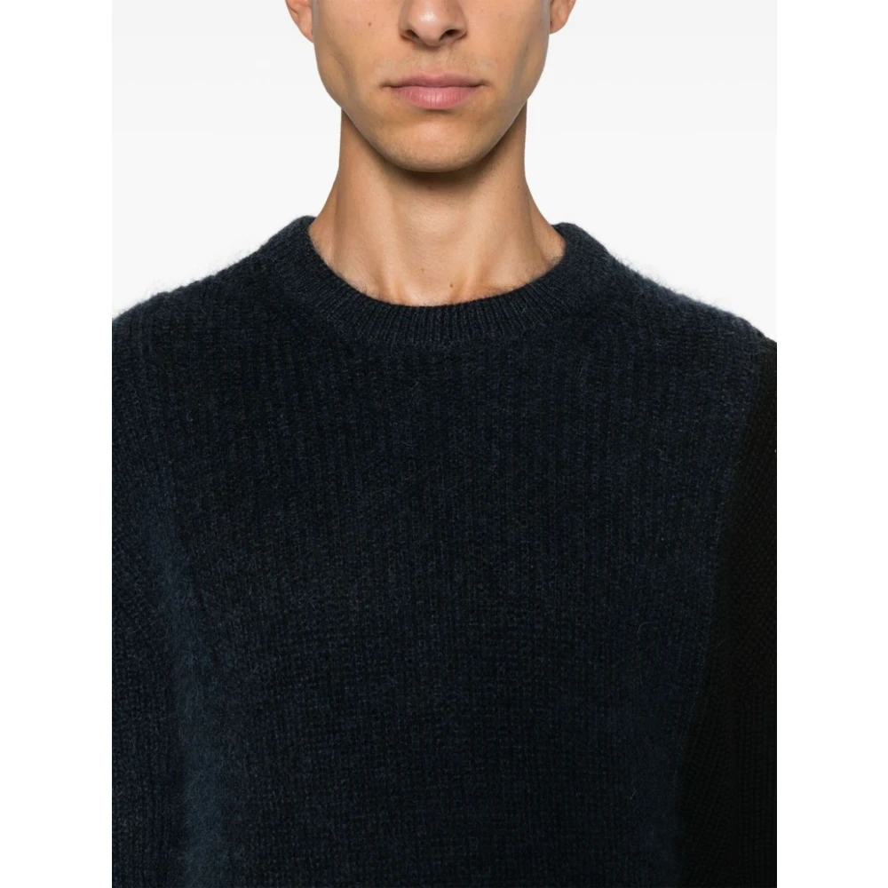 Paul Smith Blauwe Gebreide Trui Asymmetrisch Ontwerp Blue Heren