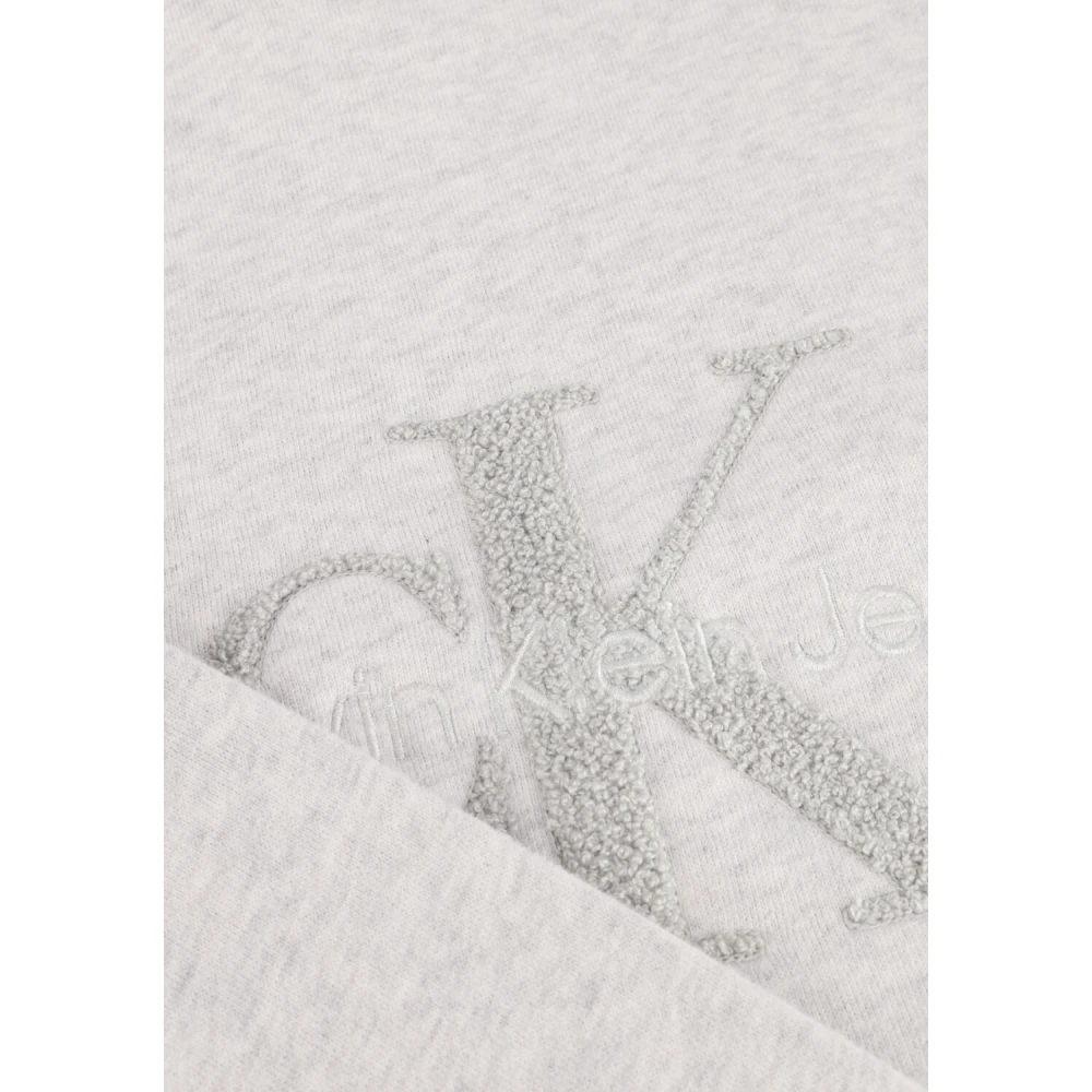 Calvin Klein Chenille Monologo Crew Neck Sweater Gray Heren