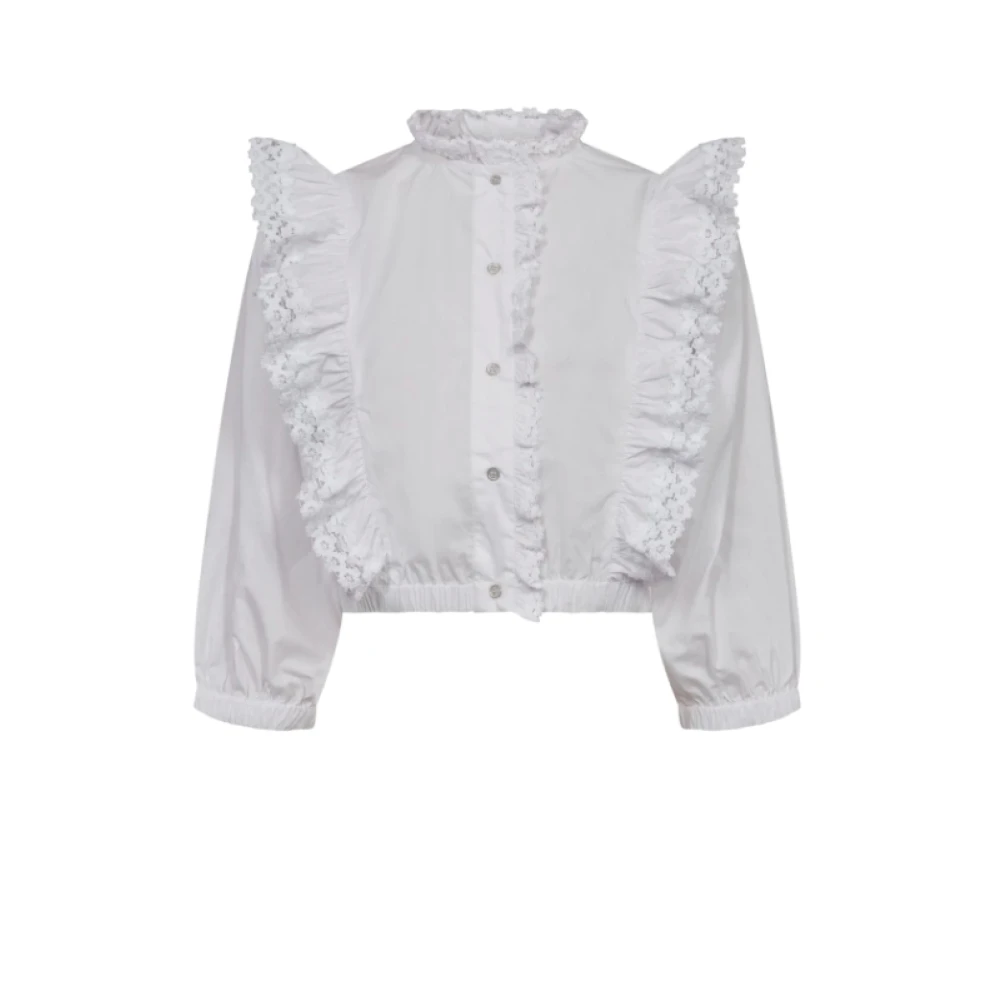 Co'Couture Lacey Frill Shirt Blouse White Dames