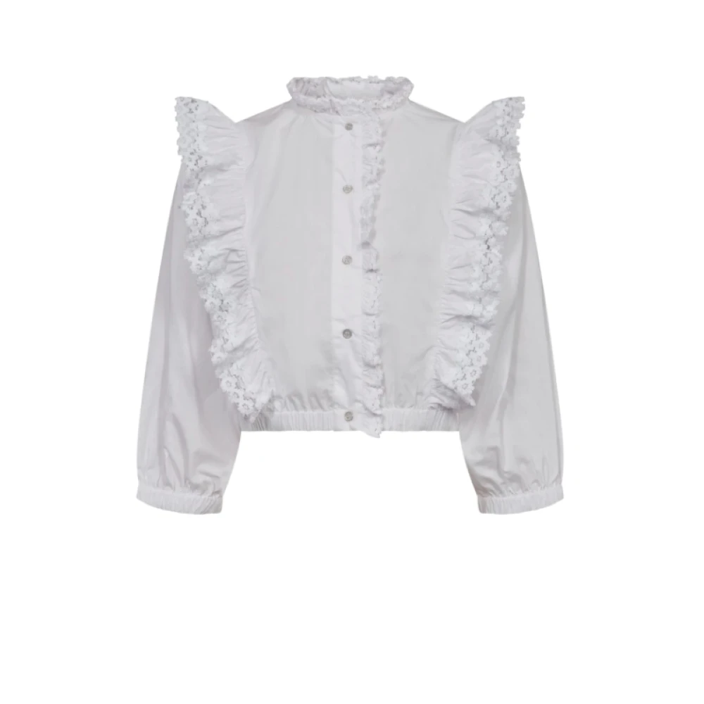 Co'Couture Lacey Frill Shirt Blus White, Dam