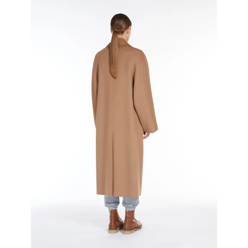 Max Mara Kameel Double-Breasted Midi Jas Brown Dames