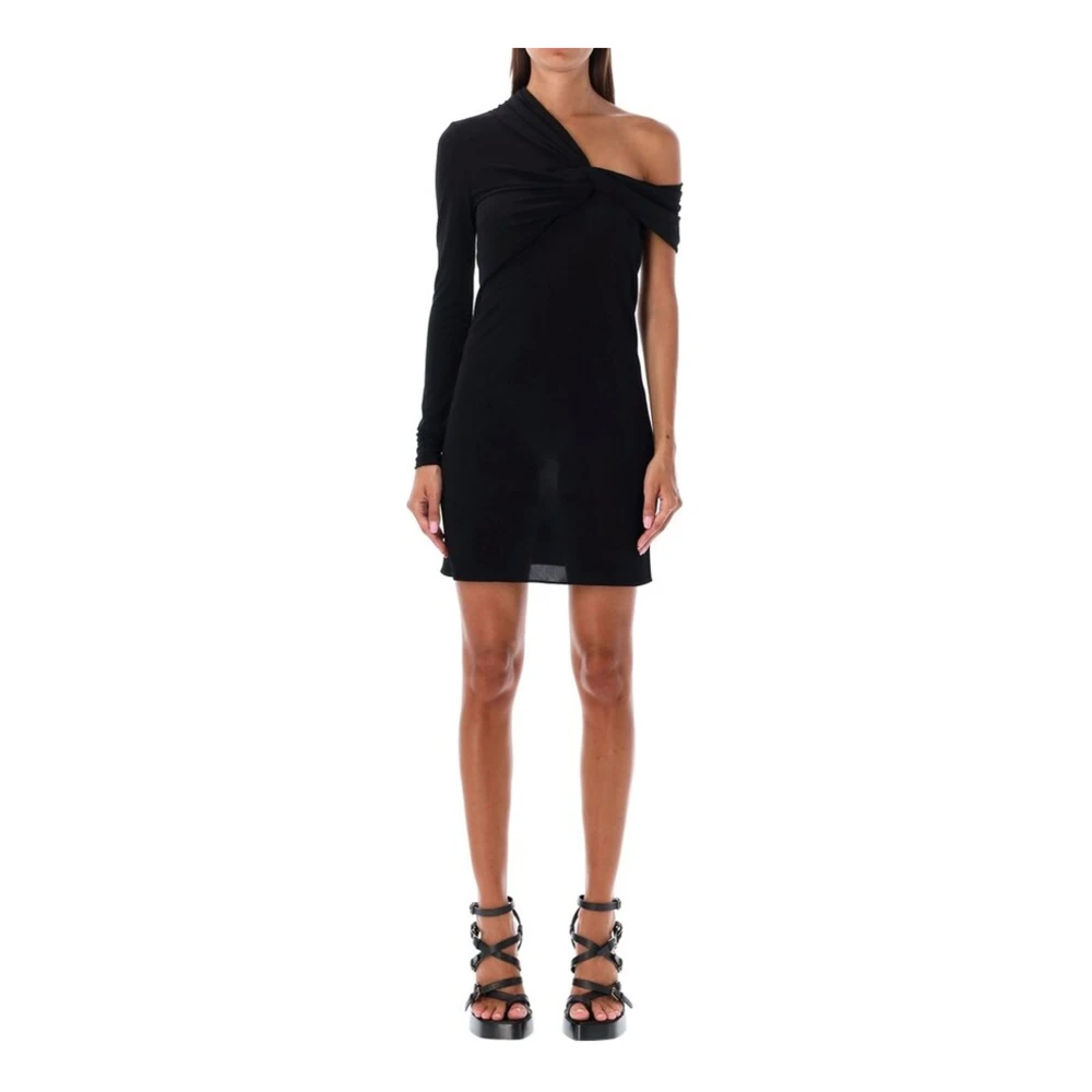 Saint Laurent Asymmetrische Jurk met Één Mouw Black Dames