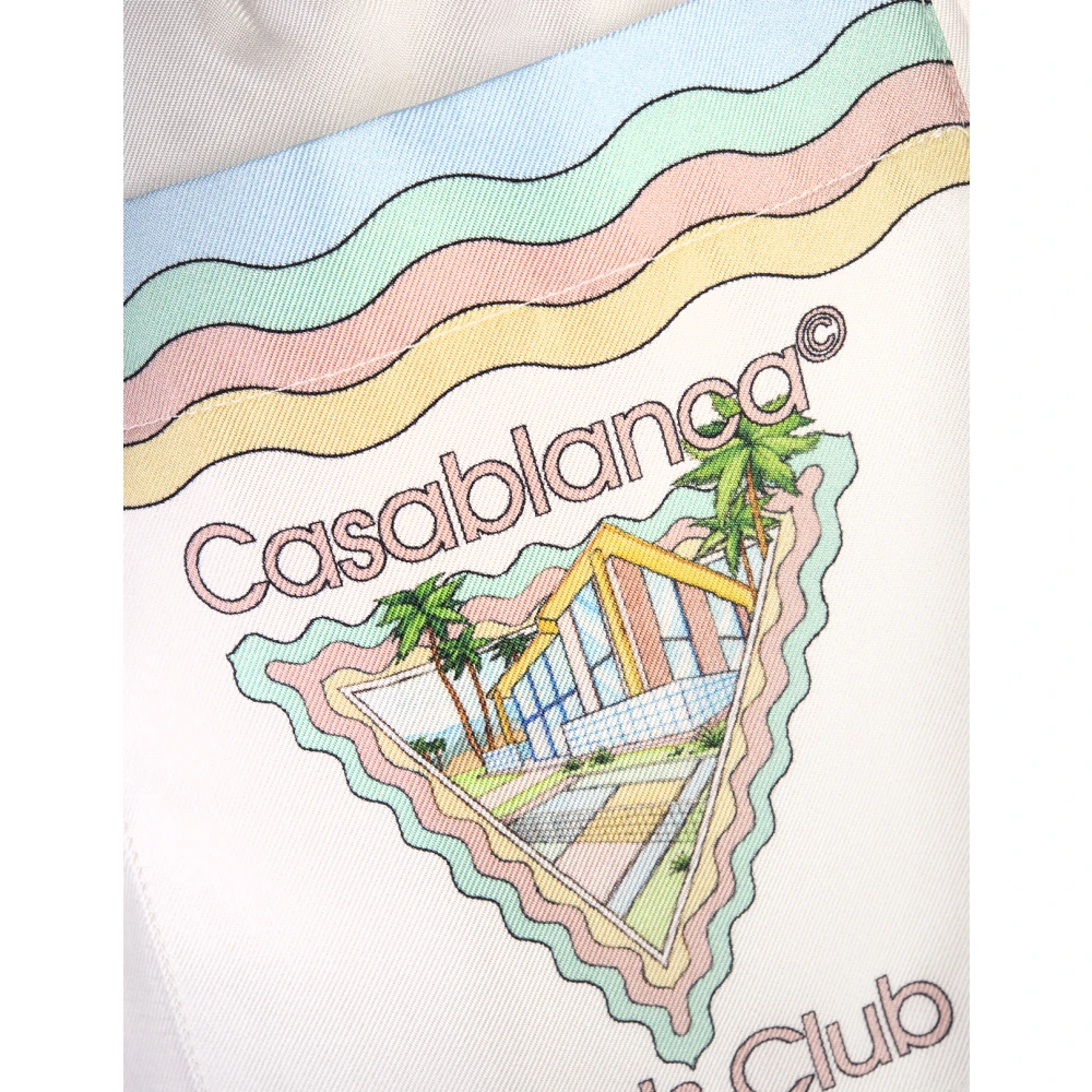 Casablanca Witte zijden shorts met palmbomen White Dames