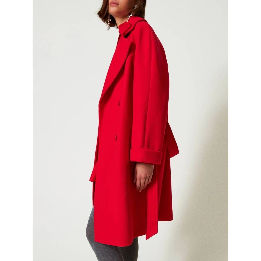 Actitude Rode Trenchcoat met Brede Revers Red Dames