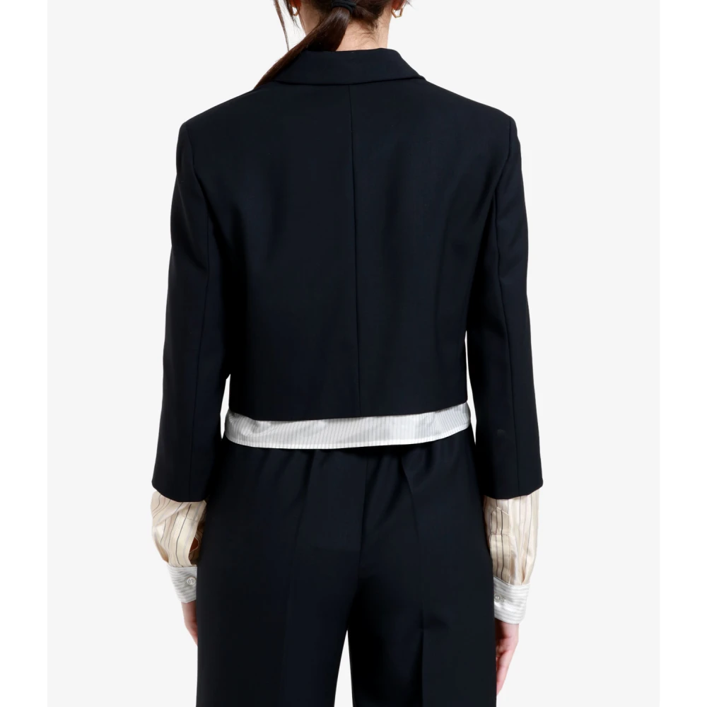 Erika Cavallini Blauwe Wol Box Jas Blue Dames