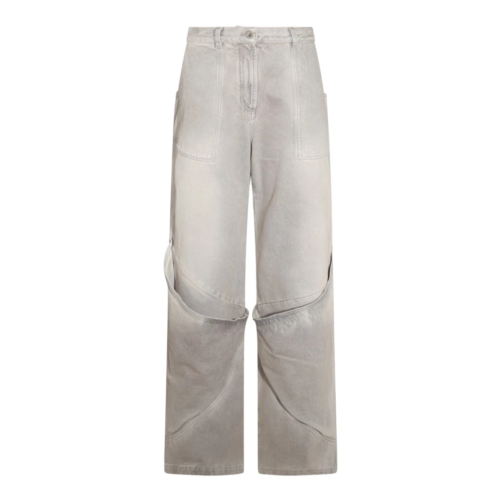 The Attico Grijze Katoenen Wijde Pijp Jeans Gray Dames