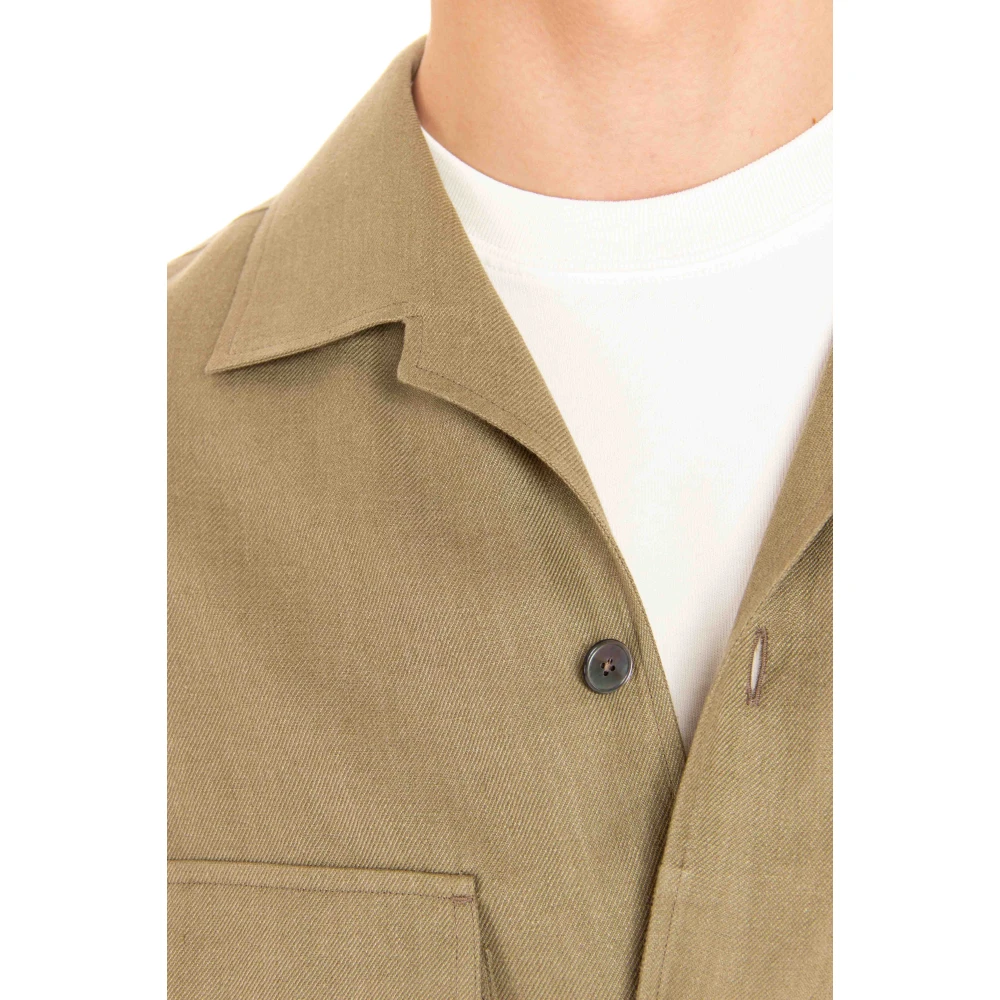 Ermenegildo Zegna Groene Linnen Overshirt Jas Green Heren