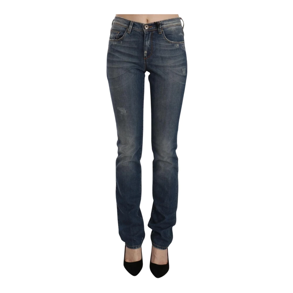 Ermanno Scervino Women's Blue Slim Fit Jeans, W26, Washed Boot Cut Casual Denim Trousers Jeans