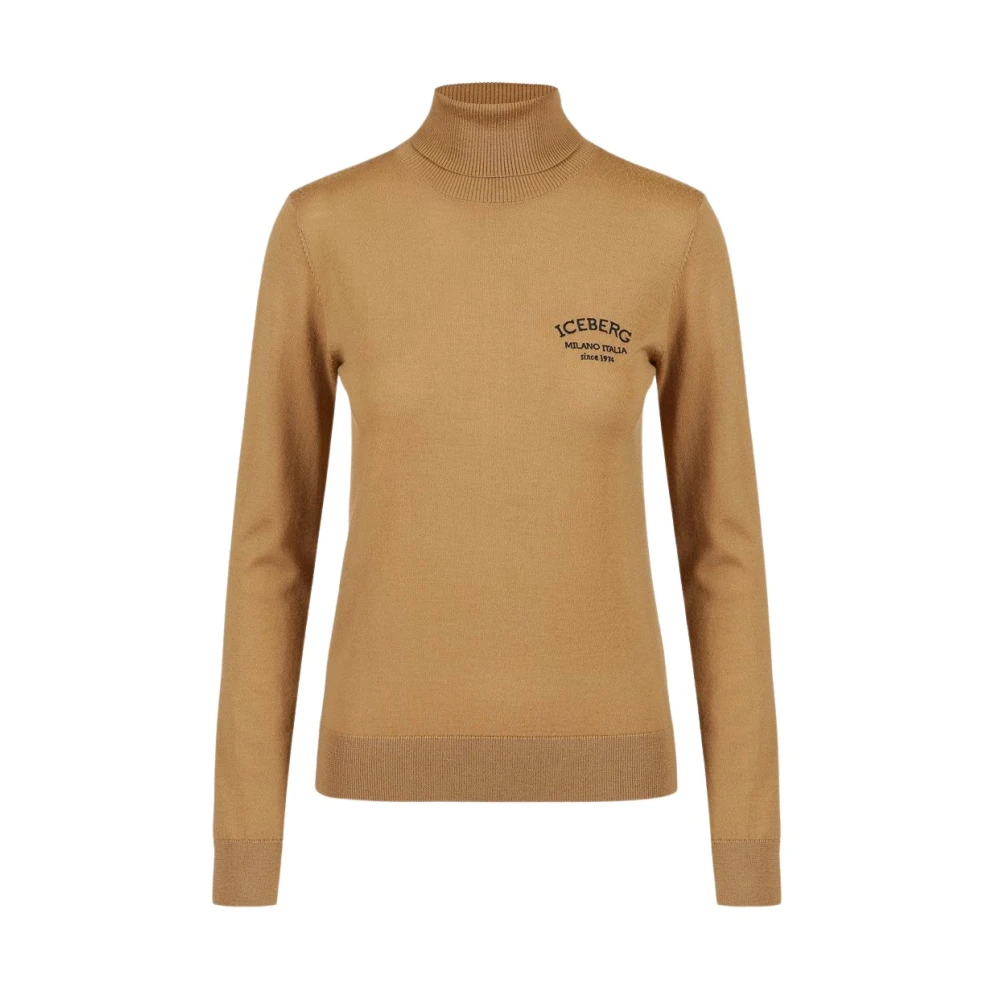 Iceberg Wollen mock-hals trui met Milano logo Beige Dames