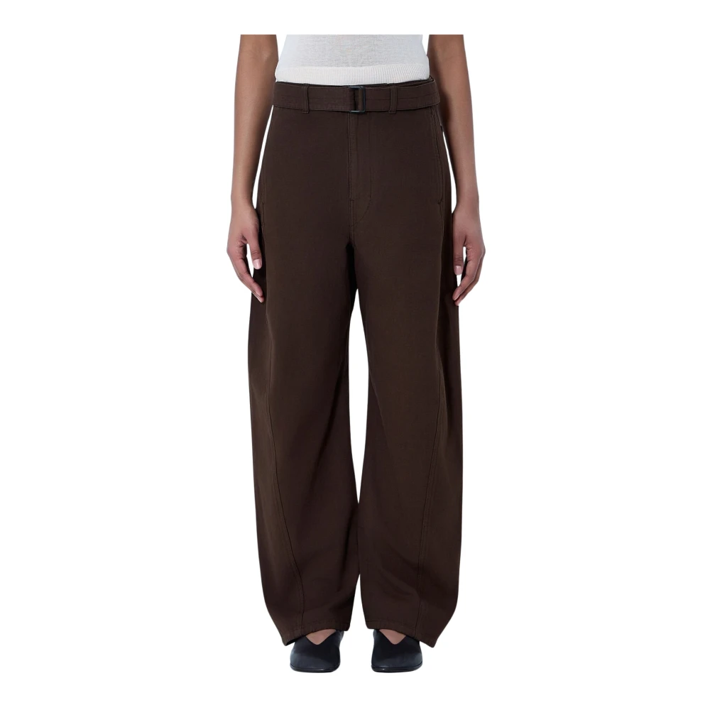Lemaire Brown Wide-Leg Tailored Trousers - Female - Wide Trousers - Xs - Trousers