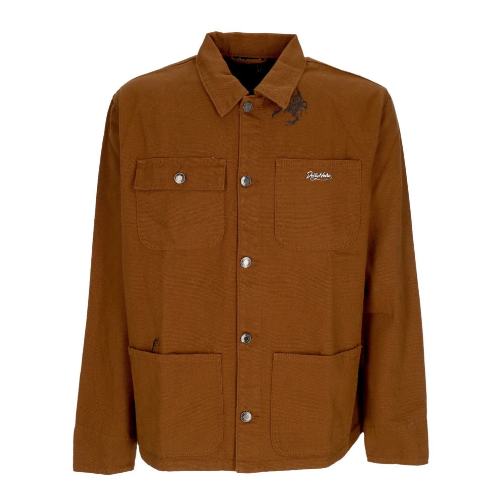 Dolly Noire Men's Beige Light Jackets, L, Desert Skull Workwear Jacket
