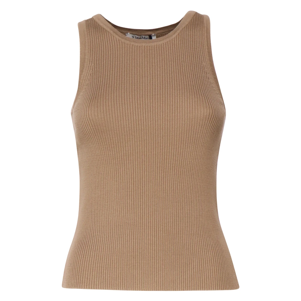 Max Mara Beige Ribbed Tank Top Sweater Brown Dames