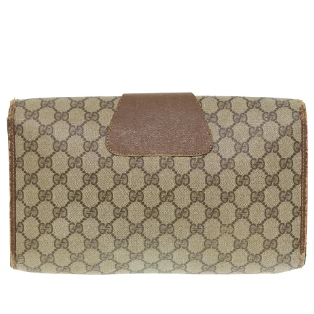 Gucci Vintage Pre-owned Leather clutches Beige Dames