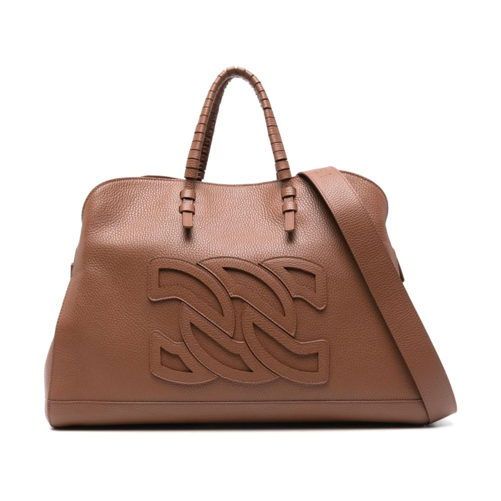Casadei Bruin Leren Handtas Kreeftklauw Sluiting Brown Dames