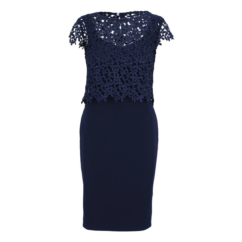 Vera Mont Kanten kokerjurk Blue Dames